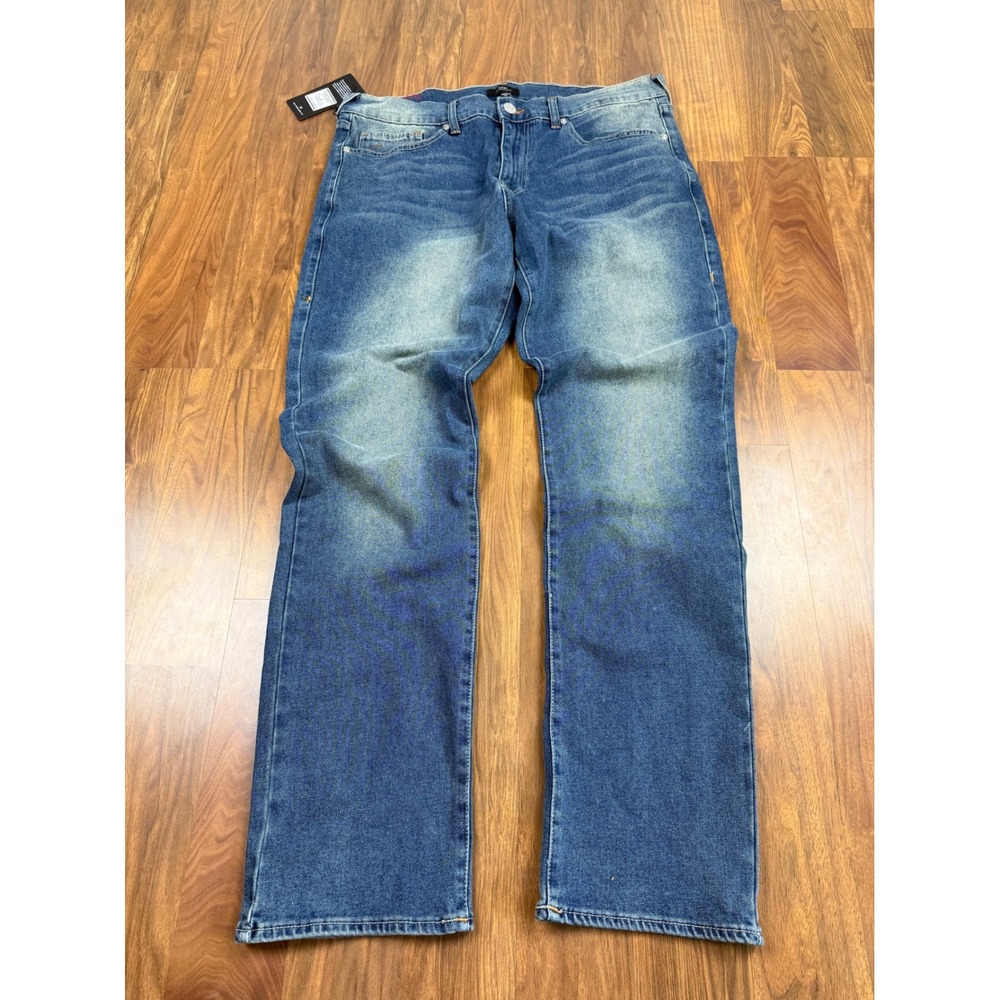 NWT True Religion Ricky Relaxed Straight Jeans Medium Ocean Storm Wash Ladder 36